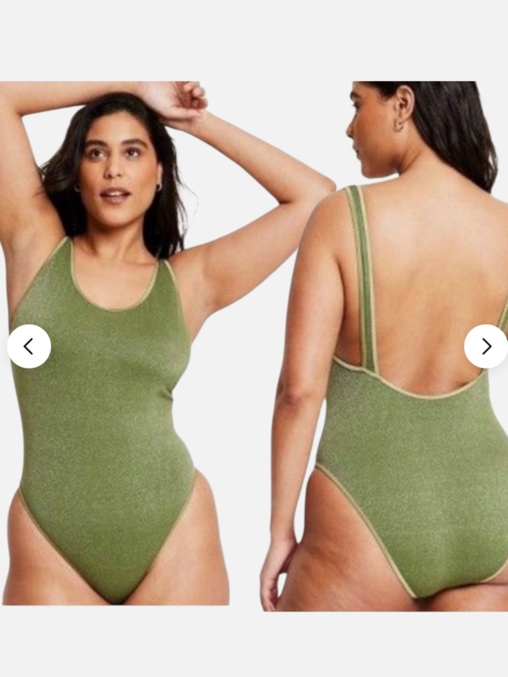 NWT Fe Noel High Leg Cheeky Metallic Sparkle Bathing Suit